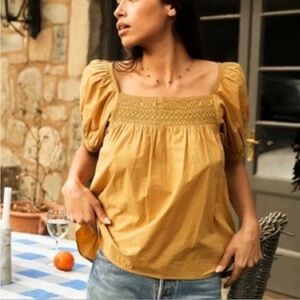 Doen Mustard Smocked Blouse